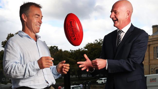 Clarko is helping Gutwein and Tasmania in its quest to establish an AFL club. Picture: Nikki Davis-Jones