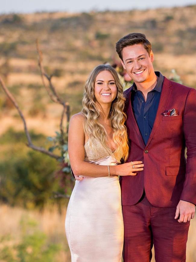 Matt Agnew pictured with Chelsie McLeod during the Bachelor finale. Source: Channel 10