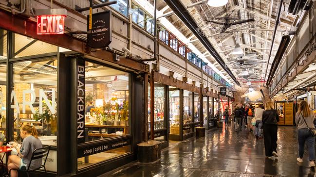 The interior of Chelsea Markets which used to be an old cookie factory.