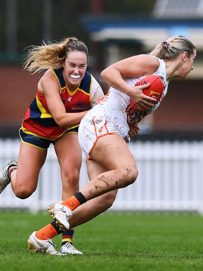 Giants’ Brid Stack is chased down. Picture: Getty Images