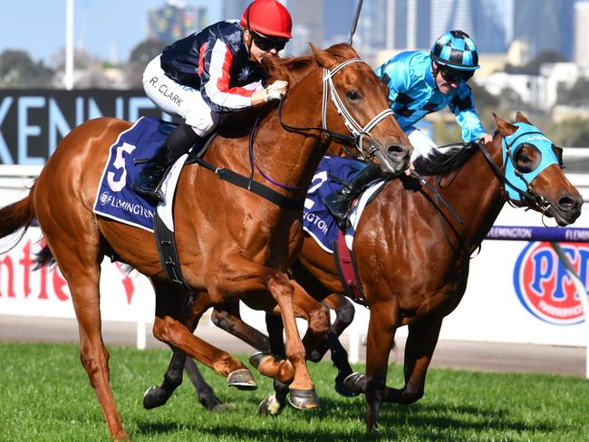 Raquel Clark rides Dalasan to victory in the Danehill Stakes.