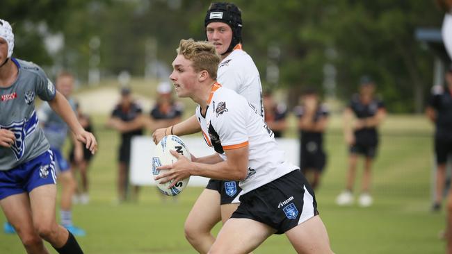 Tyran McLean in action for the Macarthur Wests Tigers against the North Coast Bulldogs during round two of the Andrew Johns Cup at Kirkham Oval, Camden, 10 February 2024. Picture: Warren Gannon Photography