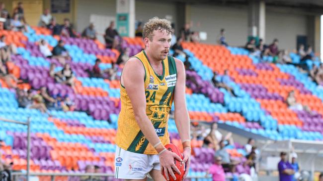 St Mary's vice captain Jackson Calder scored nine goals against Darwin Buffaloes in Round 9 of the 2023-24 NTFL season. Picture: Tymunna Clements / AFLNT Media