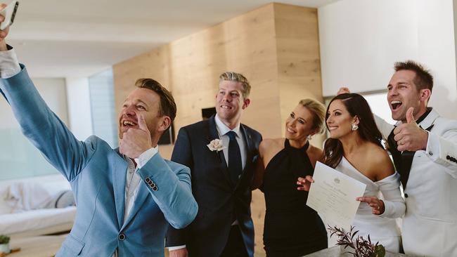 Celebrant Brodie Young at the wedding of The Block stars Dan and Dani. Picture: Beck Rocchi Photography