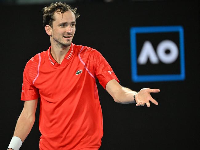 Russia's Daniil Medvedevis not a fan of the Dunlop ball. Picture: Paul Crock/AFP