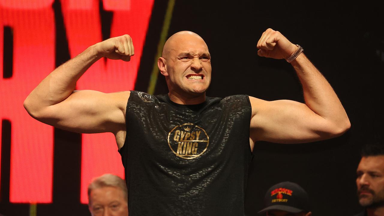 Tyson Fury at the official weigh-in before his Deontay Wilder bout in February 2020. Photo by Al Bello/Getty Images