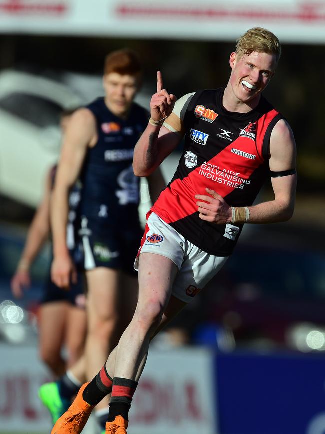 West's John Noble celebrates after kicking a goal. Picture: Tom Huntley