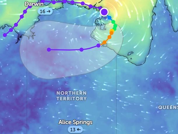 Residents in The Gulf of Carpentaria are being warned of “significant hazards” as Tropical Cyclone Megan is set to develop into a category three Sunday night. Picture: NCA NewsWire handout