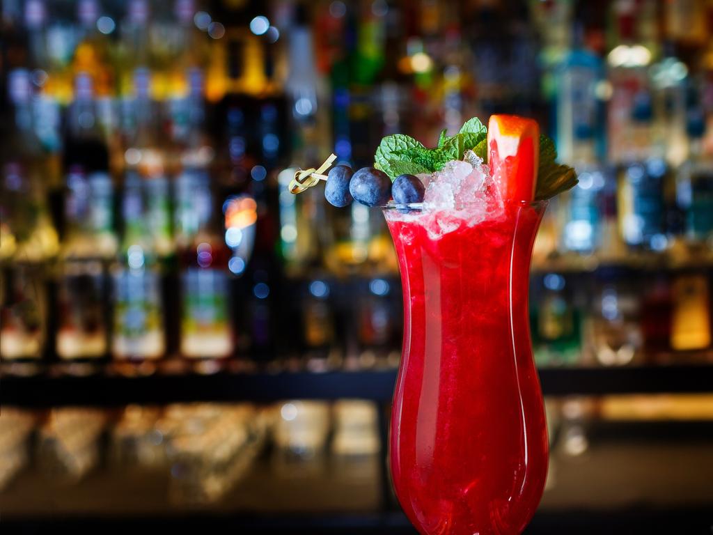 The iconic Singapore Sling cocktail.