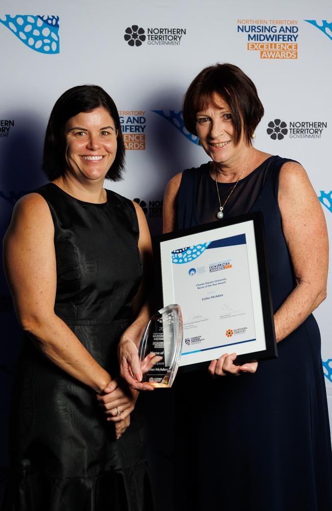 Chief Minister Natasha Fyles and Esther McAdam, who was named Nurse of the Year, at the Nursing and Midwifery Excellence Awards 2023. Picture: NT Health