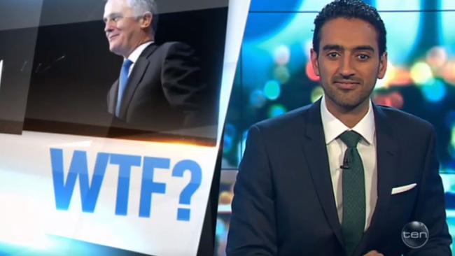 Aly blasts Malcolm Turnbull during a segment about the NBN. Picture: Channel 10