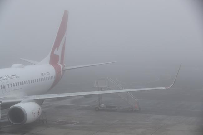 Fog around Adelaide Airport on July 14. Picture: Tait Schmaal