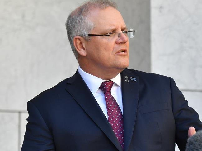 Prime Minister Scott Morrison speaks to the media at a press conference in Canberra, Thursday, April 23, 2020. (AAP Image/Mick Tsikas) NO ARCHIVING