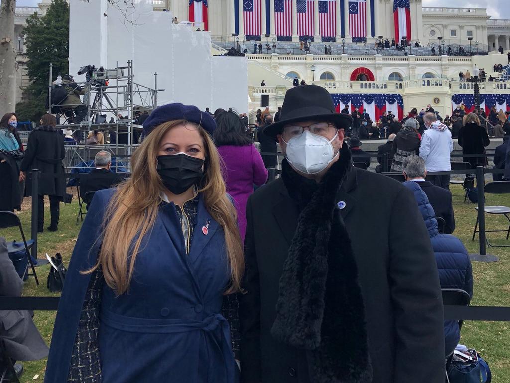 Ambassador of Australia to the US Arthur Sinodinos and his wife Elizabeth at the 59th presidential inauguration in Washington DC. Picture: Twitter