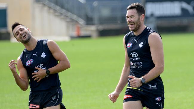 Mitch McGovern (right), who signed a juicy deal to join Carlton from Adelaide, will be considered to take on Gold Coast on Saturday night.