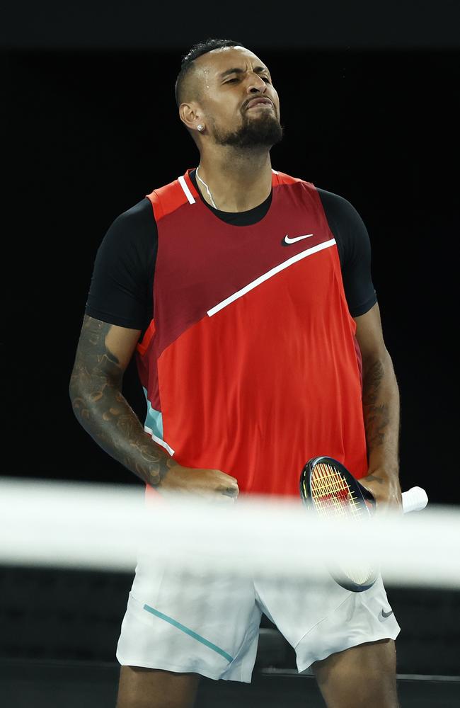 Nick Kyrgios celebrates the win