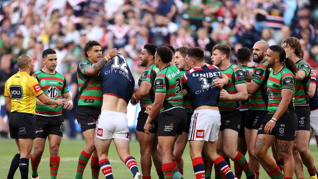 Bitter rivals and prime television entertainment sides he Roosters and Rabbitohs will face off in rounds three and 27. Picture: Mark Kolbe/Getty Images