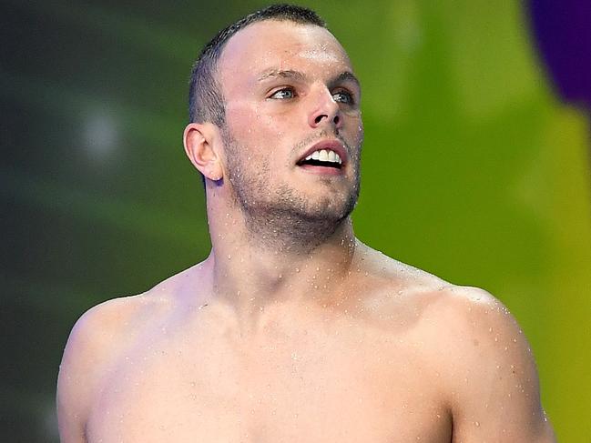 GOLD COAST, AUSTRALIA - MARCH 01:  Kyle Chalmers after winning the final of the Men's 100m Freestyle event during the 2018 Australia Swimming National Trials at the Optus Aquatic Centre on March 1, 2018 in Gold Coast, Australia.  (Photo by Bradley Kanaris/Getty Images)