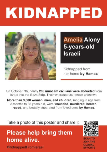 A poster released by the Kidnapped from Israel project. Picture: Supplied