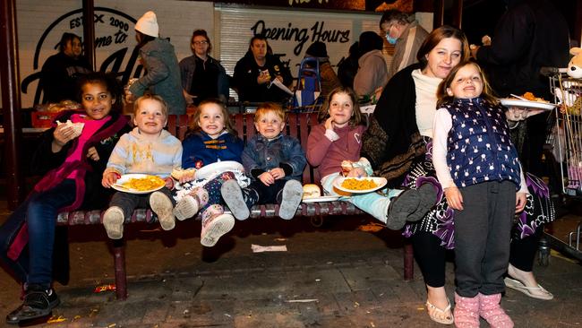 Rachael de Bruyn attends the Community Cafe outreach with her children. Picture: Media Mode/news.com.au