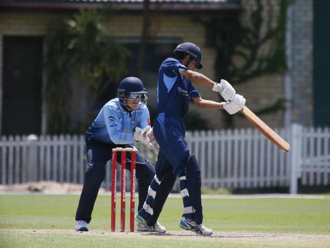 Myles Kapoor on the hunt for runs. Picture: Warren Gannon Photography