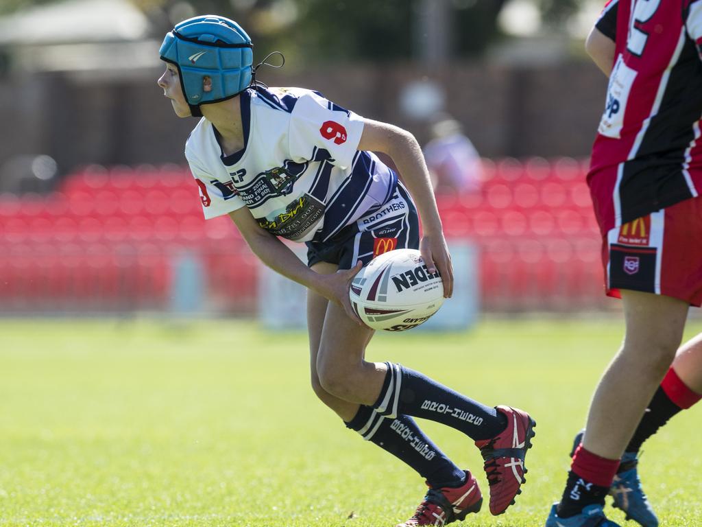 Connor Leicht of Brothers against Valleys in under-13 boys Toowoomba Junior Rugby League grand final at Clive Berghofer Stadium, Saturday, September 11, 2021. Picture: Kevin Farmer