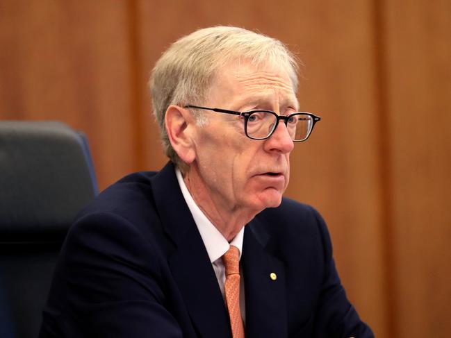 Commissioner Kenneth Hayne makes his opening statements during the Round 5 hearing of the Royal Commission into Misconduct in the Banking, Superannuation and Financial Services Industry at the Commonwealth Law Courts building in Melbourne, Monday, August 6, 2018. The $2.6 trillion superannuation industry will be taken to task by a royal commission over whether funds act in the best interests of Australians when managing their retirement savings. Australia?s largest super funds head a long list of players called before a two-week financial services royal commission hearing that begins in Melbourne on Monday. (AAP Image/The Australian Pool, David Geraghty) NO ARCHIVING