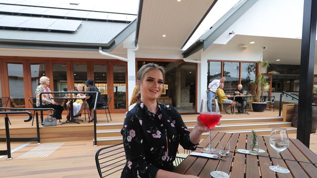 Jemma Ellis sitting down for a meal at Robina Pavilion. Picture: Glenn Hampson