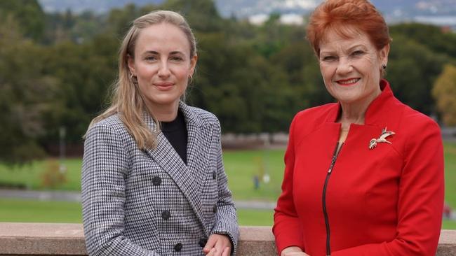 One Nation MLC Sarah Game (left) with party leader Pauline Hanson at Colonel Light's Lookout. Picture: Supplied