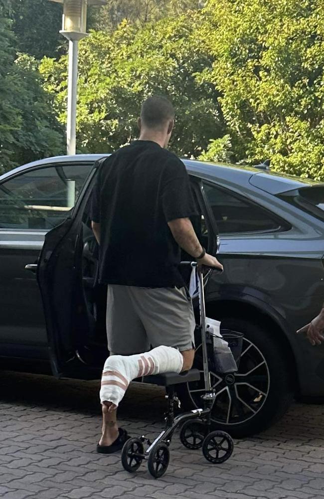 Injured Newcastle star Kalyn Ponga leaving hospital.