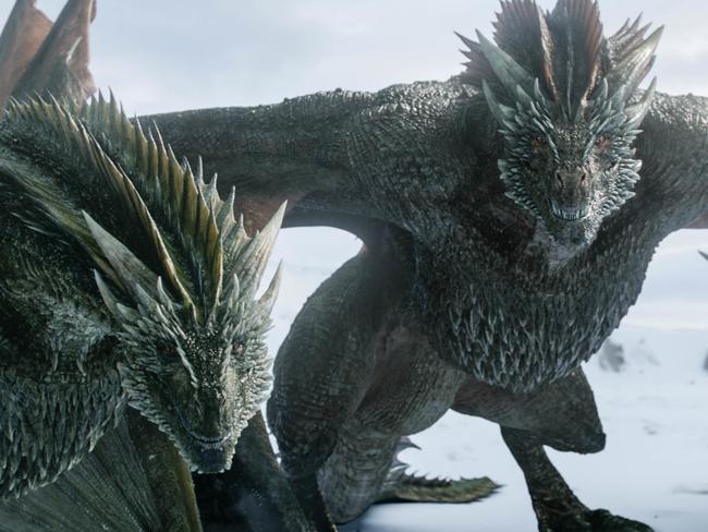 Dragons in episode one of season 8 of Game Of Thrones. Picture: HBO/Foxtel