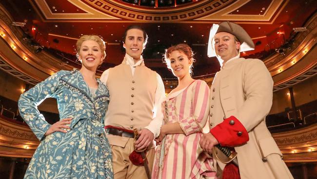 Prudence Sanders, Sam Roberts-Smith, Ashlyn Tymms and Paul O’Neill at His Majesty’s Theatre in Perth. Picture: Colin Murty