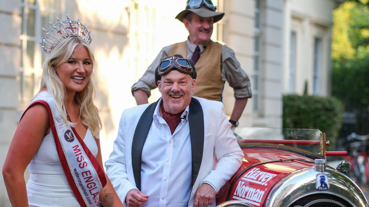 Miss England Milla Magee waved the lads off on their journey to Australia. Picture: Jacquelin Magnay