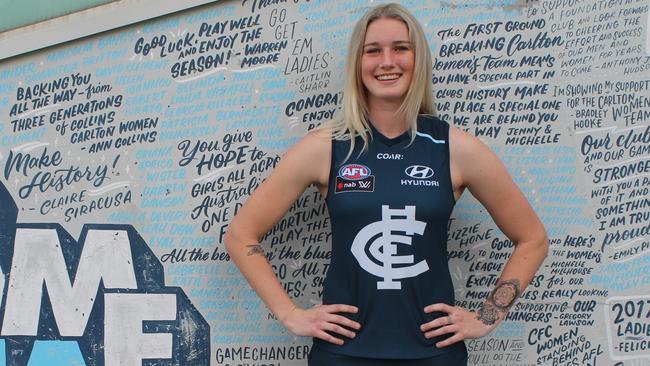 Tayla Harris signs for Carlton Football Club. Picture: Carlton Football Club