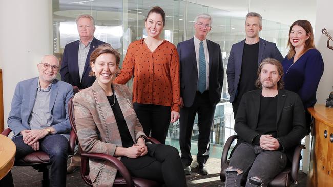 Why shouldn’t we fear growth? We asked our special Cafe Society panel guests, from left, Stephen Baxter, Mike Grainger, Tara Howell, Barbara McGregor, Saul Eslake, Matt Fishburn, Leigh Carmichael and Brooke Webb. <br/>Picture: RICHARD JUPE