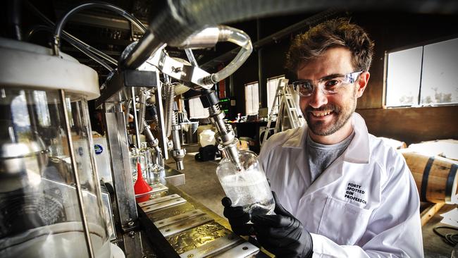 Lark Distillery quality control manager Craig Johnstone making hand sanitiser. Picture CHRIS KIDD