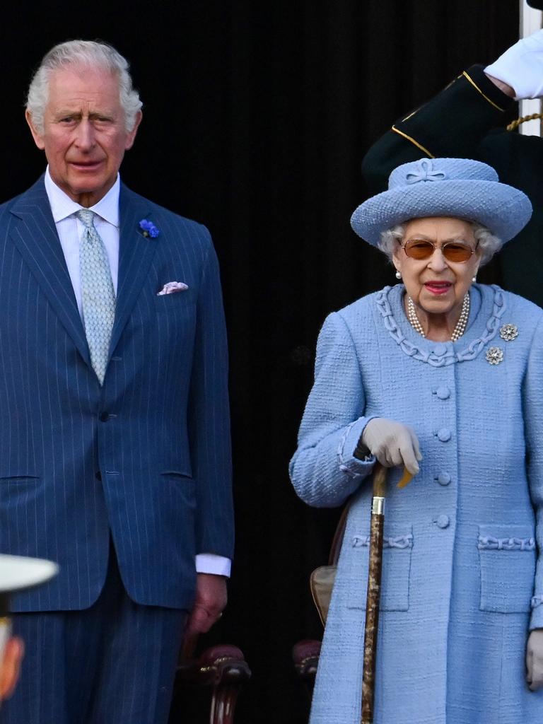 Prince Charles, Prince of Wales, and Queen Elizabeth II attend the Royal Company of Archers Reddendo Parade in the gardens of the Palace of Holyroodhouse on June 30, 2022 in Edinburgh, United Kingdom. Picture: Jeff J Mitchell/Getty Images.