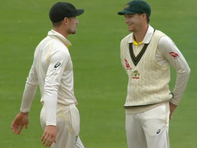 12th man Peter Handscomb delivered the bad news to Cameron Bancroft.