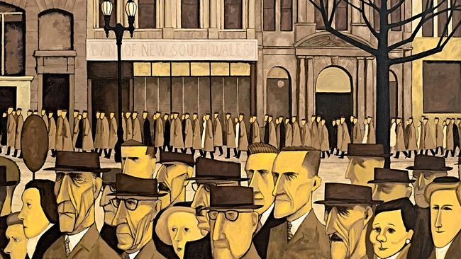 Artist John Brack's painting 'Collins St', 1956, oil on canvas. National Gallery of Victoria, Melbourne.