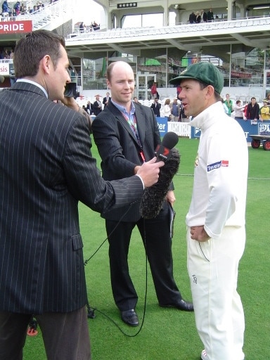 Ben Davis, an Australian sports presenter and reporter with Ch7, with Ricky Ponting, Australian cricketer - Photo Supplied