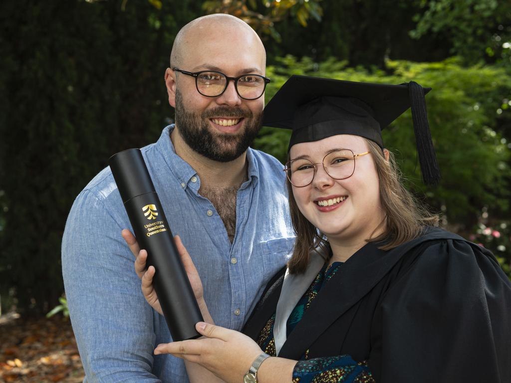 Bachelor of Business (Human Resource Management) Samantha Pederick with partner Oliver McInnerney at a UniSQ graduation ceremony at The Empire, Wednesday, October 30, 2024. Picture: Kevin Farmer