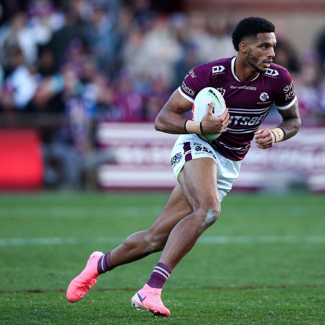 Manly speedster Jason Saab has been the fastest players in the NRL this season. Picture: NRL Photos