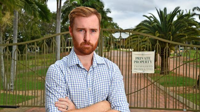 Councillor Joe Wilkinson outside the gates to the Arundel Hills Country Club. Picture, John Gass