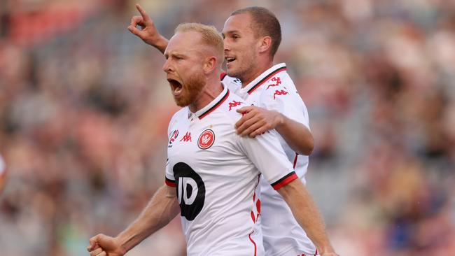 Western Sydney’s Ziggy Gordon celebrates the game’s opening goal. Picture: Getty Images.