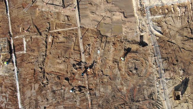 Aerial shots of the dig at the site of Col Light's house at Thebarton. Picture: Supplied