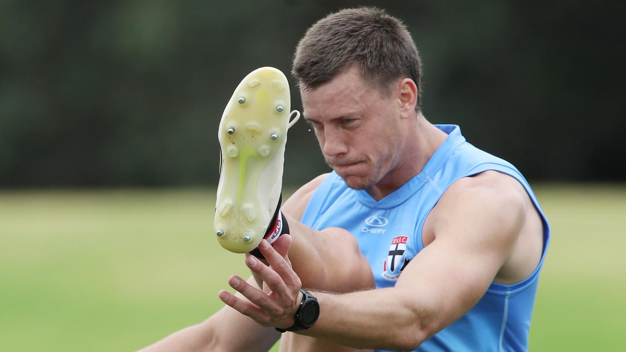 Luckless St Kilda tall Jack Hayes returned successfully through the VFL last week and will be an option to play forward and assist Rowan Marshall in the ruck. Picture: David Crosling