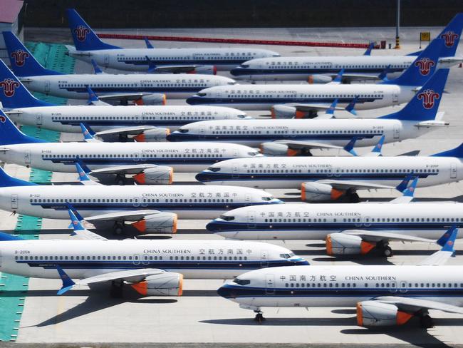 China Southern Airlines’ grounded Boeing 737 MAX aircraft. (File photo by GREG BAKER / AFP)