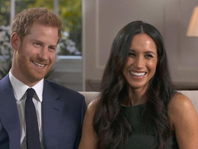 Meghan Markle and Prince Harry during the video of their engagement announcement and interview. Picture: Supplied