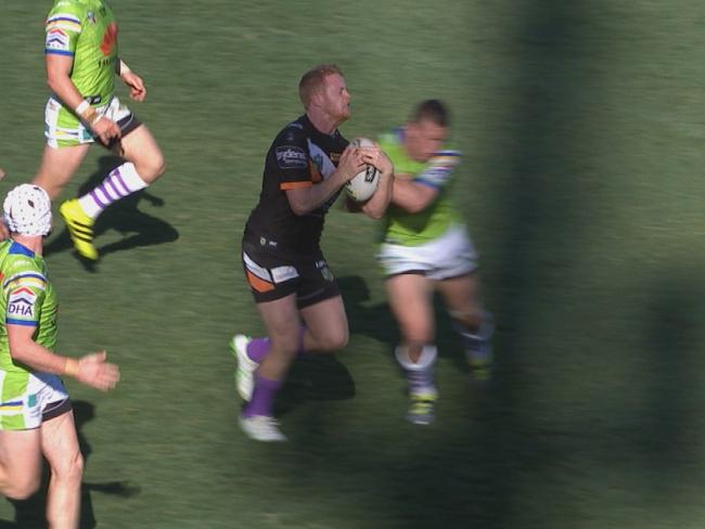 The judiciary exonerated Jack Wighton for this shoulder charge. Pictures: Courtesy Fox Sports