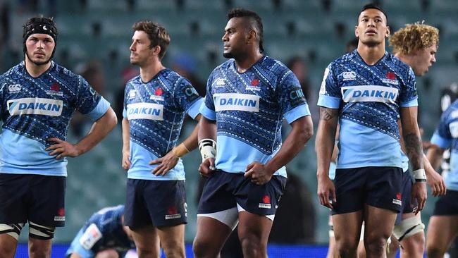 The Waratahs after their loss to the Jaguares on Saturday night.